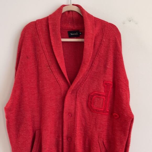 Diamond Supply Co. wool blend class sweater style elbow patch logo cardigan XXL - Picture 1 of 10